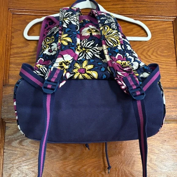 Vibrant Vera Bradley Pink and Navy Blue Backpack - Picture 7 of 10